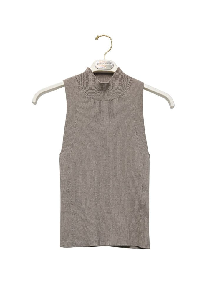 Paper Moon - Korean Women Fashion - #momslook - High Neck Ribbed Sleeveless Cropped Knit Top - 8