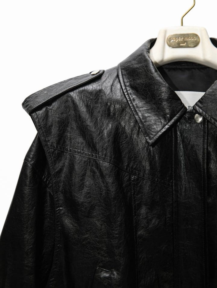 Paper Moon - Korean Women Fashion - #momslook - Vegan L Oversized Draping Pattern Zipped Up Jacket - 10