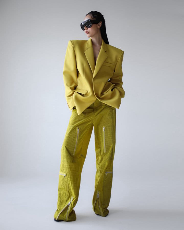 Paper Moon - Korean Women Fashion - #momslook - Square Shoulder Oversized Twill Blazer - 2