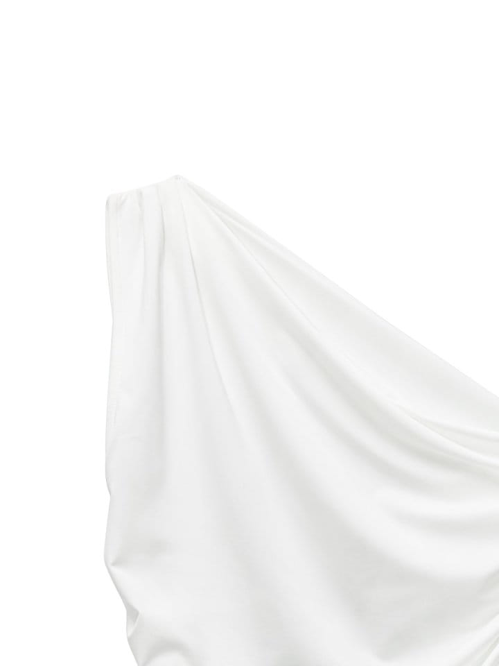 Paper Moon - Korean Women Fashion - #momslook - One Shoulder Shirred Detail Sleeveless Top - 10
