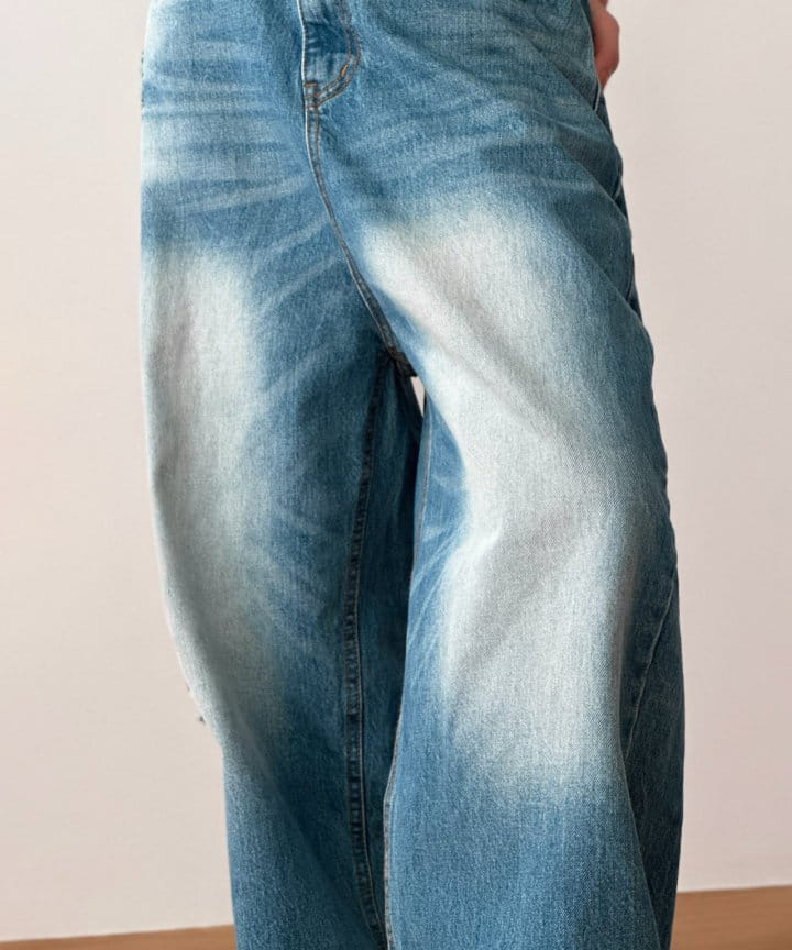 Paper Moon - Korean Women Fashion - #momslook - Vintage Blue Distressed Damage Wash Wide Leg Jeans - 3