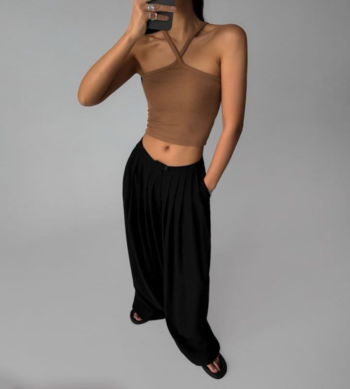 Paper Moon - Korean Women Fashion - #pursuepretty - Bamboo Pleated Pin Tuck Wide Trousers - 3