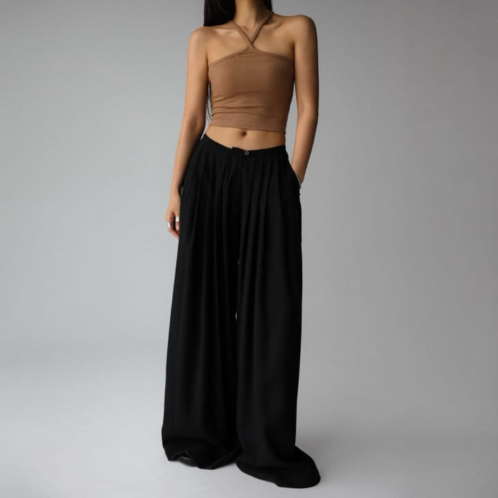 Paper Moon - Korean Women Fashion - #pursuepretty - Bamboo Pleated Pin Tuck Wide Trousers - 4