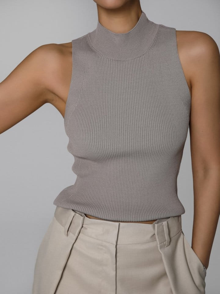 Paper Moon - Korean Women Fashion - #restrostyle - High Neck Ribbed Sleeveless Cropped Knit Top - 4