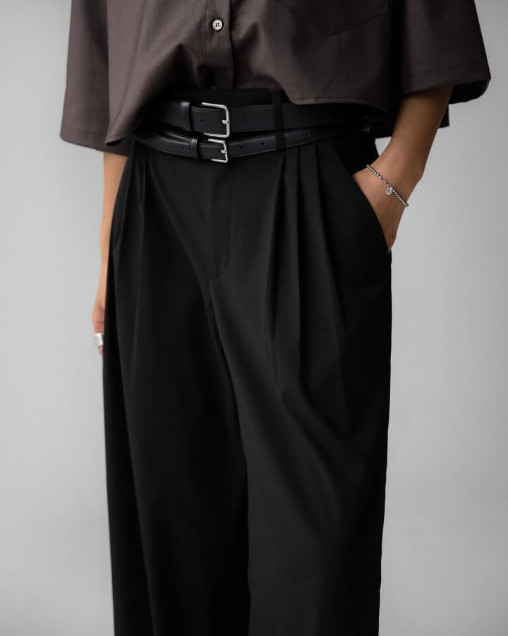 Paper Moon - Korean Women Fashion - #romanticstyle - Three Pin Tuck Detail Wide Trousers - 7