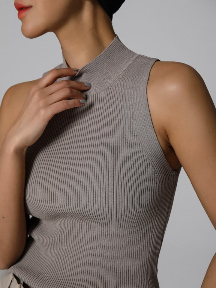 Paper Moon - Korean Women Fashion - #shopsmall - High Neck Ribbed Sleeveless Cropped Knit Top - 5