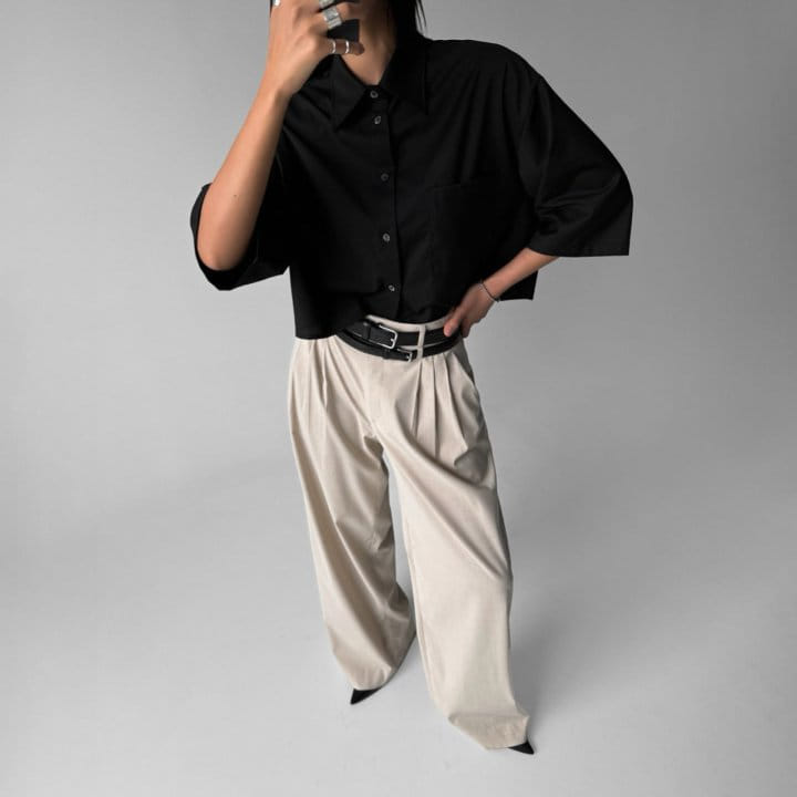 Paper Moon - Korean Women Fashion - #vintageinspired - Three Pin Tuck Detail Wide Trousers - 4