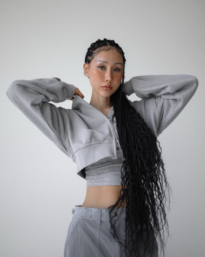 Paper Moon - Korean Women Fashion - #womensfashion - Stringless Cropped Two Way Full Zipped Up Hoodie - 10
