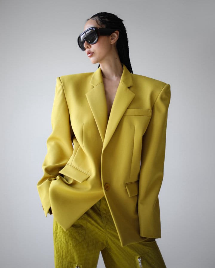 Paper Moon - Korean Women Fashion - #womensfashion - Square Shoulder Oversized Twill Blazer