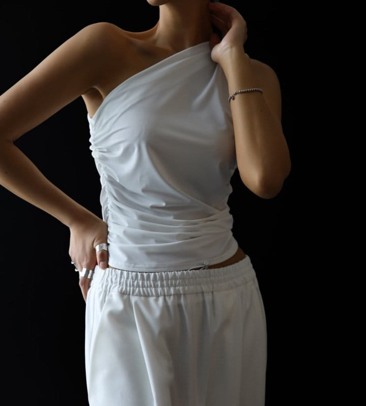 Paper Moon - Korean Women Fashion - #womensfashion - One Shoulder Shirred Detail Sleeveless Top - 7