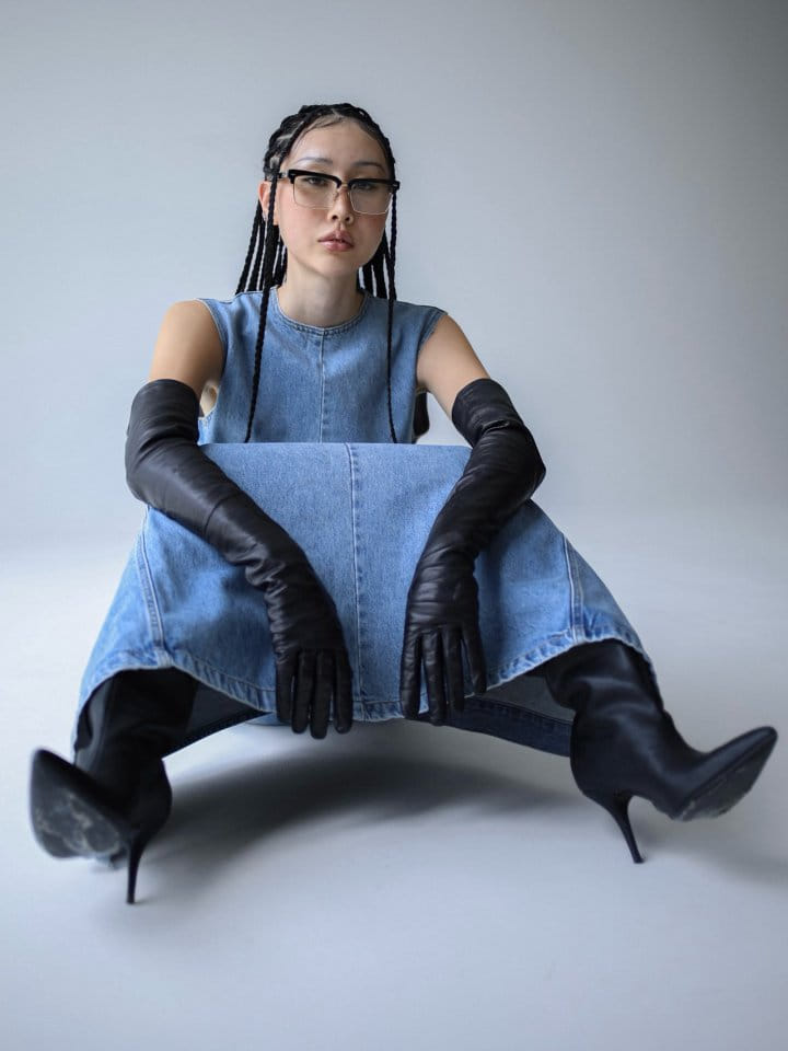 Paper Moon - Korean Women Fashion - #womensfashion - Blue Denim Sleeveless Maxi One-Piece - 3
