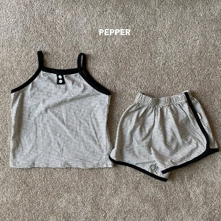 Pepper - Korean Children Fashion - #childofig - ST Sleeveless Top Bottom Set - 4