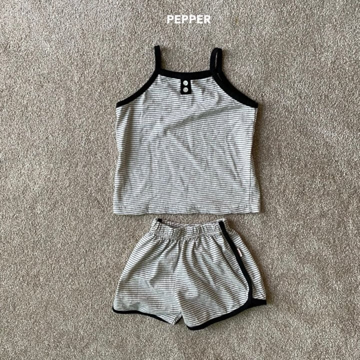 Pepper - Korean Children Fashion - #prettylittlegirls - ST Sleeveless Top Bottom Set - 2
