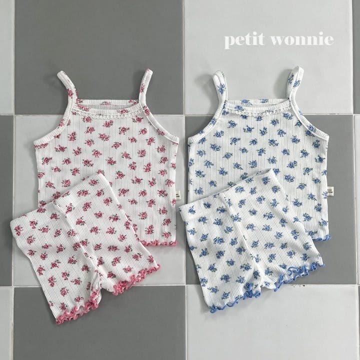 Petitwonnie - Korean Children Fashion - #kidsshorts - Versailles Sleeveless Top Bottom Set - 2