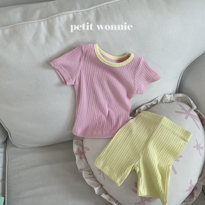 Petitwonnie - Korean Children Fashion - #littlefashionista - Ton Ton Color Top Bottom Set - 9