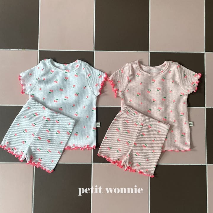 Petitwonnie - Korean Children Fashion - #magicofchildhood - Cherry Bon Bon Top Bottom Set - 6
