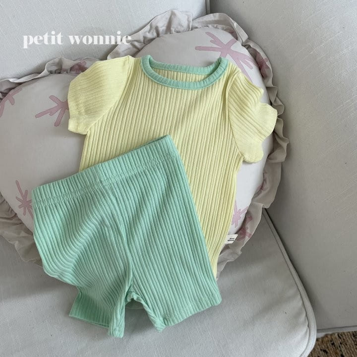 Petitwonnie - Korean Children Fashion - #minifashionista - Ton Ton Color Top Bottom Set - 11