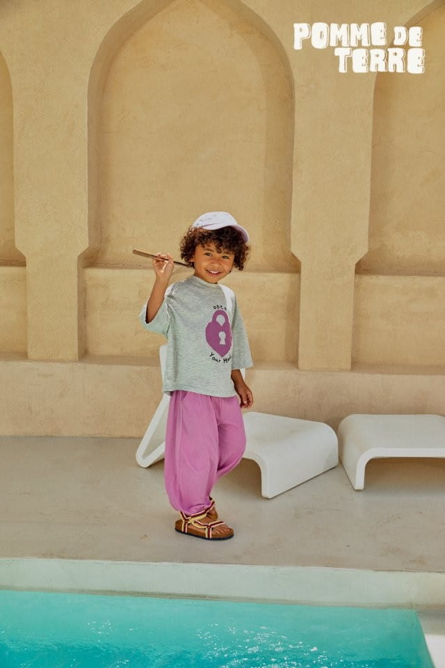 Pomme de terre - Korean Children Fashion - #minifashionista - Heart Lock Drop Short Sleeve Tee - 6