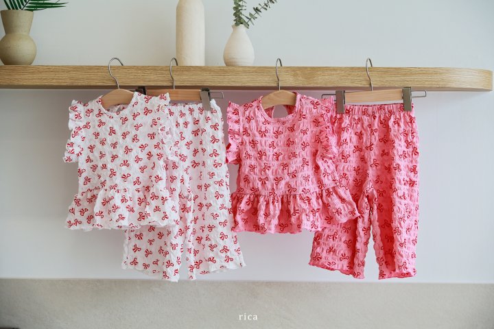 Rica - Korean Children Fashion - #Kfashion4kids - Wa Sha Ribbon Top Bottom Set - 10