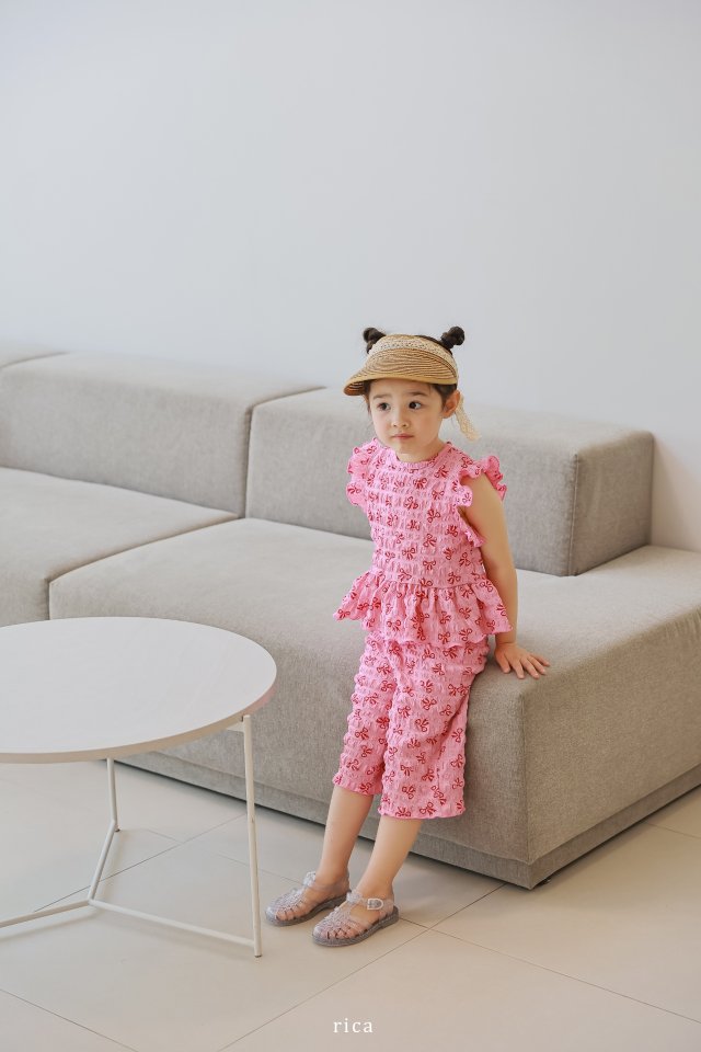 Rica - Korean Children Fashion - #childofig - Wa Sha Ribbon Top Bottom Set