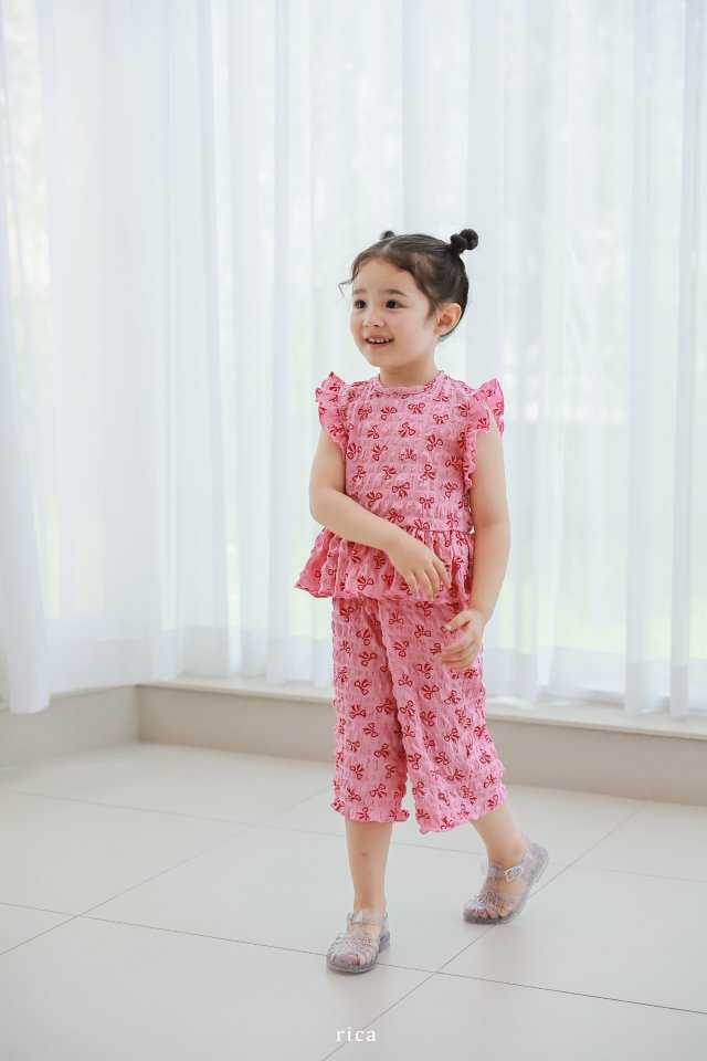Rica - Korean Children Fashion - #childrensboutique - Wa Sha Ribbon Top Bottom Set - 4