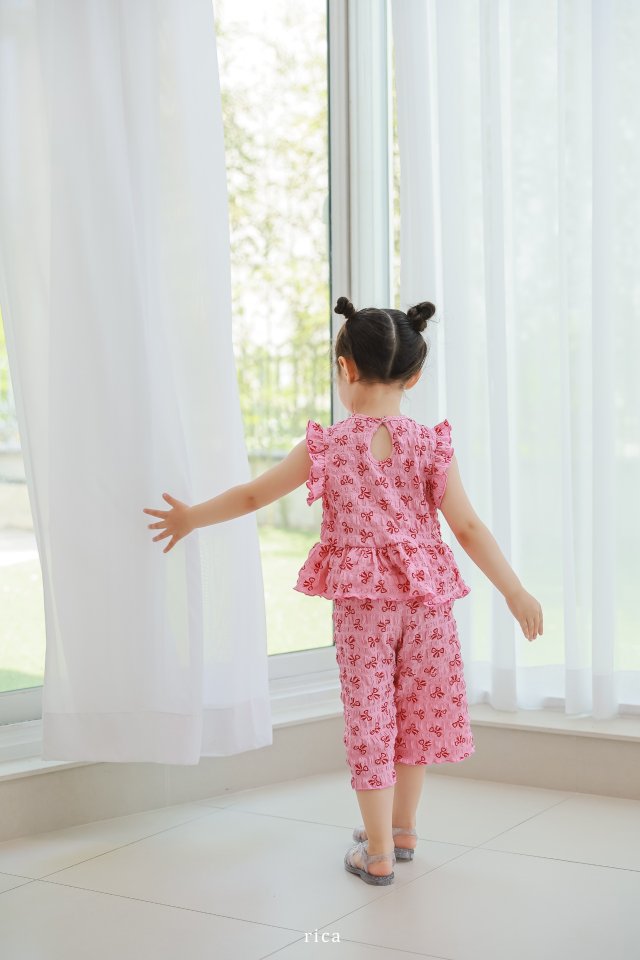 Rica - Korean Children Fashion - #discoveringself - Wa Sha Ribbon Top Bottom Set - 5