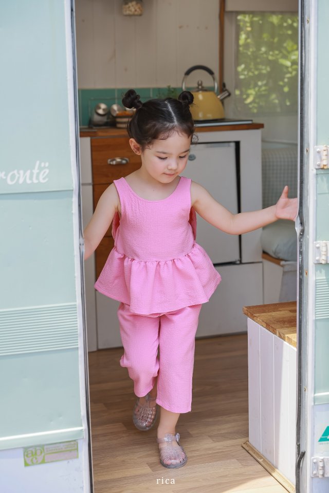 Rica - Korean Children Fashion - #kidsshorts - Big Ribbon Top Bottom Set - 8