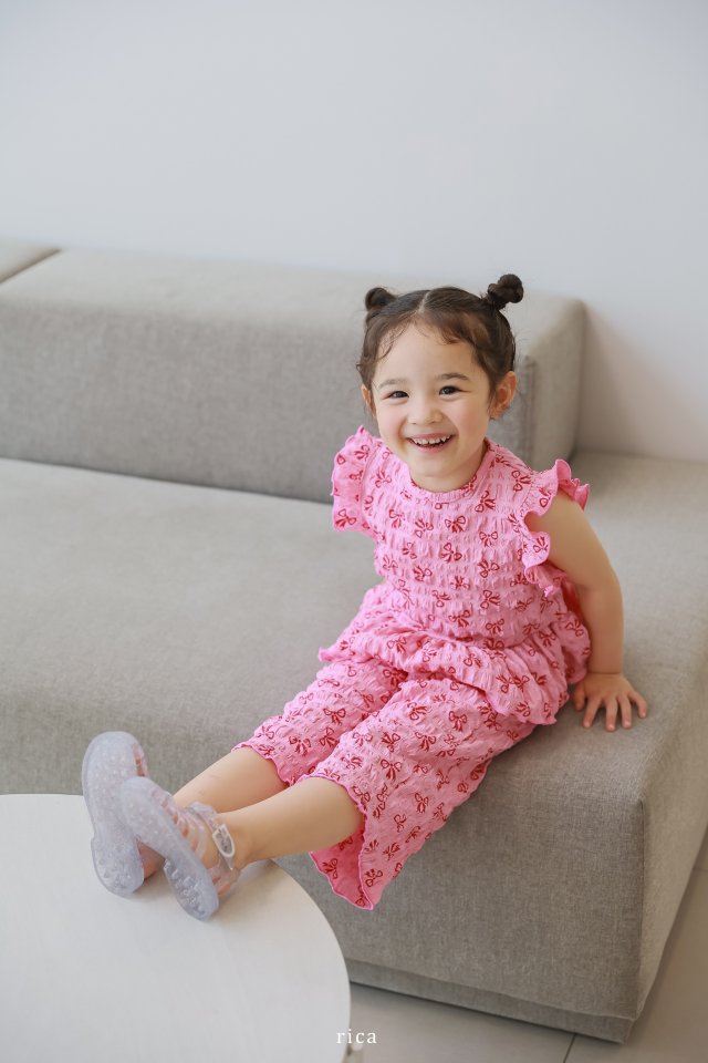 Rica - Korean Children Fashion - #kidsshorts - Wa Sha Ribbon Top Bottom Set - 7