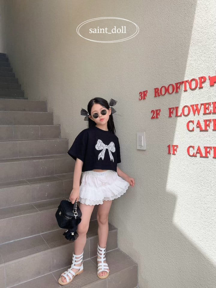 Saint Doll - Korean Children Fashion - #kidsshorts - Lace Ribbon Tee With Mom - 11