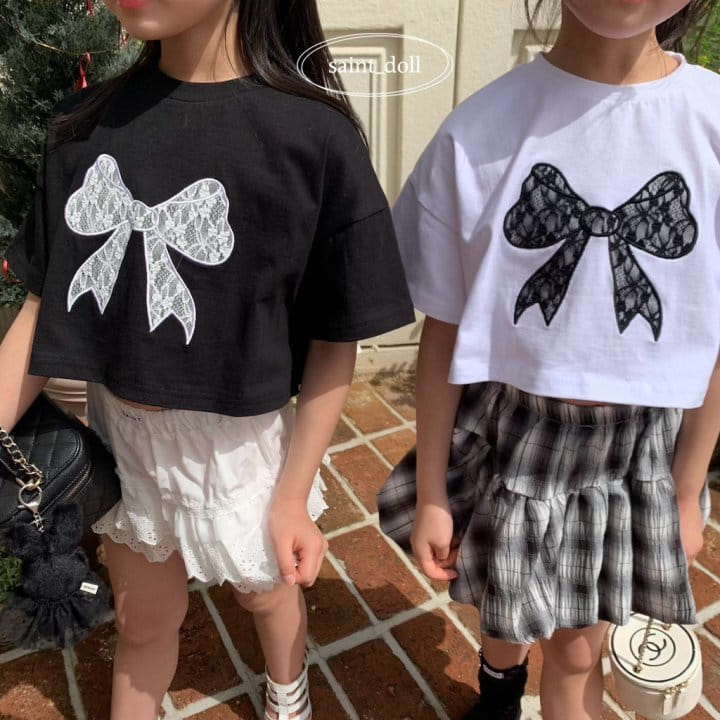 Saint Doll - Korean Children Fashion - #todddlerfashion - Lace Ribbon Tee With Mom - 3