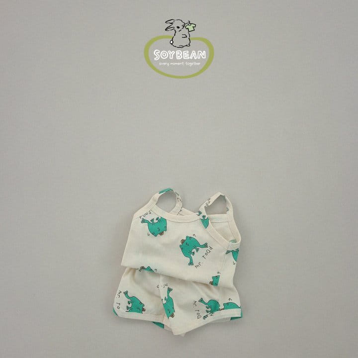 Soybean - Korean Children Fashion - #kidzfashiontrend - Gaegul String Sleeveless Top Bottom Set - 6