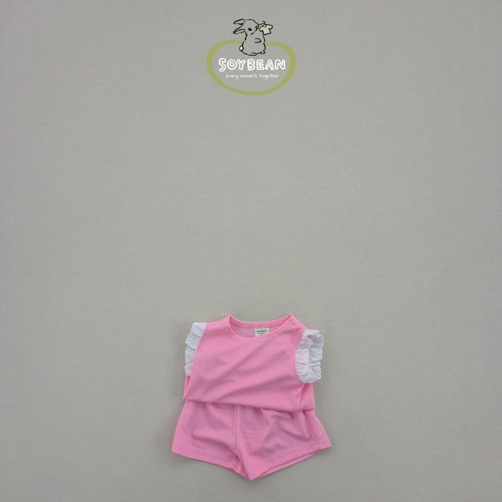 Soybean - Korean Children Fashion - #minifashionista - Waffle lace Top Bottom Set - 8