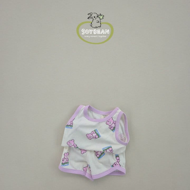 Soybean - Korean Children Fashion - #stylishchildhood - Bear Doll Sleeveless Top Bottom Set - 5