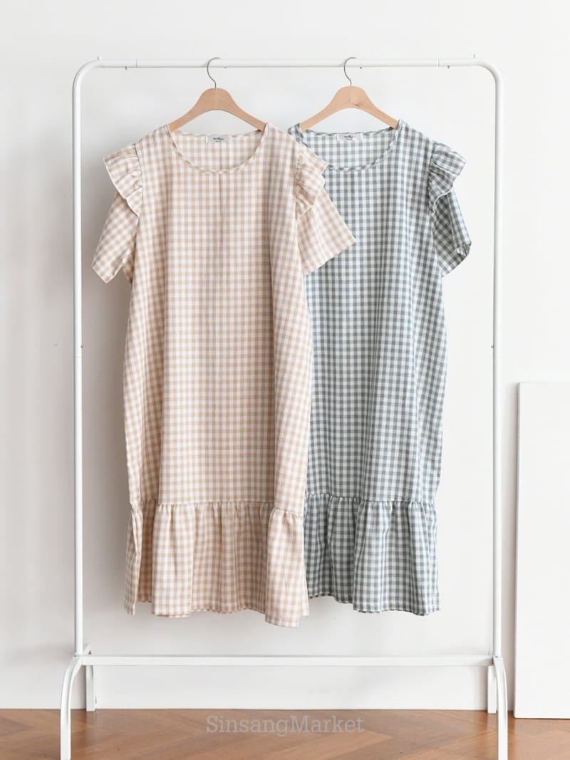 Theggllim - Korean Women Fashion - #restrostyle - Check Frill One-Piece - 4