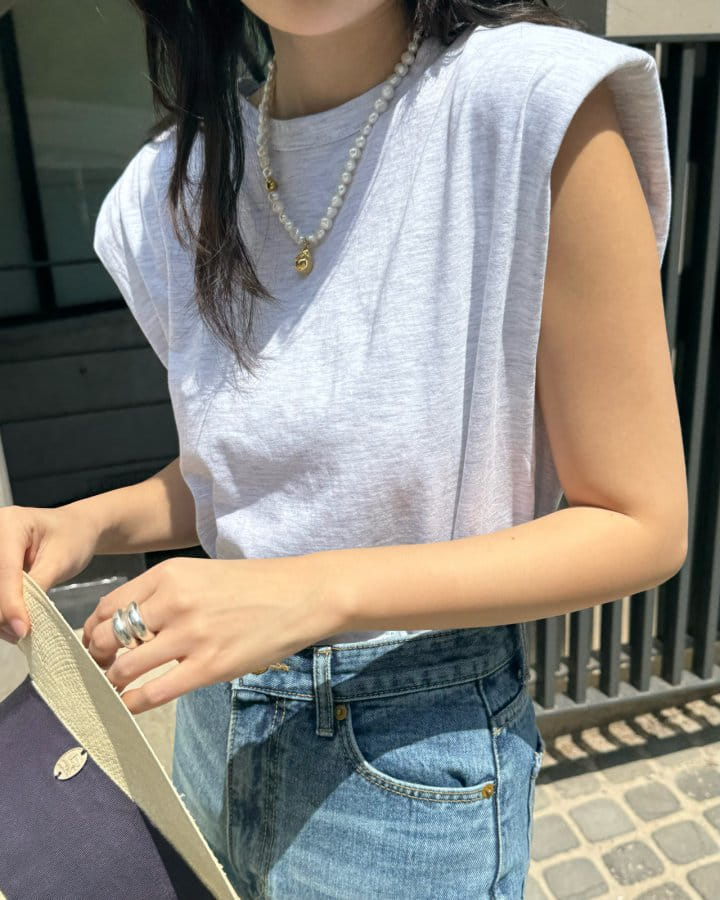 There's - Korean Women Fashion - #momslook - Pad Sleeveless Tee - 4