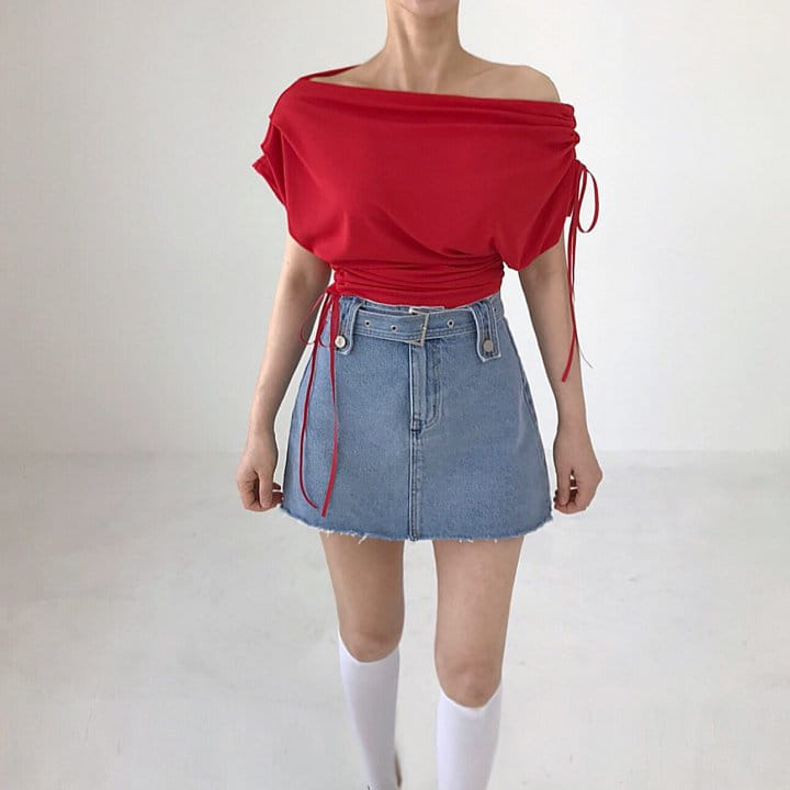 Twomoon - Korean Women Fashion - #momslook - Lumpy Unbalance Shirring Top - 11