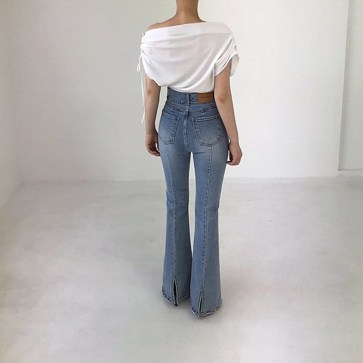 Twomoon - Korean Women Fashion - #momslook - Lumpy Unbalance Shirring Top - 5