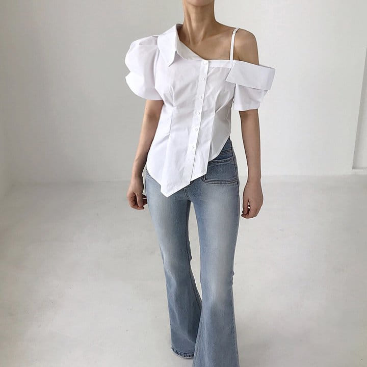 Twomoon - Korean Women Fashion - #romanticstyle - C Unbalance Blanc