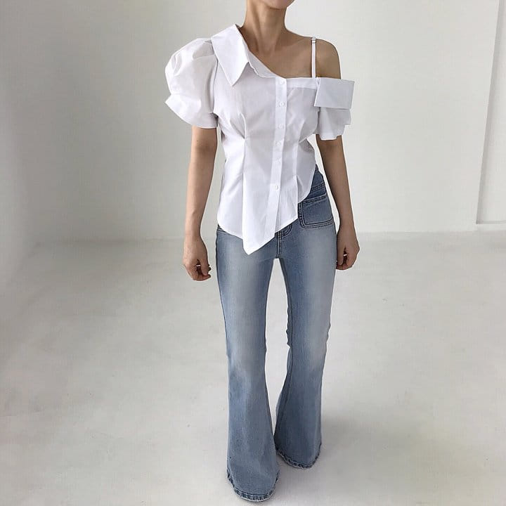 Twomoon - Korean Women Fashion - #thatsdarling - C Unbalance Blanc - 4