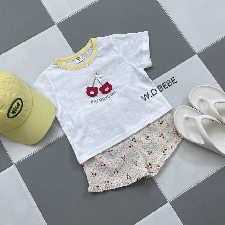 Woodie - Korean Children Fashion - #childrensboutique - Cherry Girl Top Bottom Set - 8