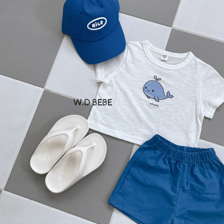 Woodie - Korean Children Fashion - #kidsshorts - 24 Summer Whale Top Bottom Set - 3