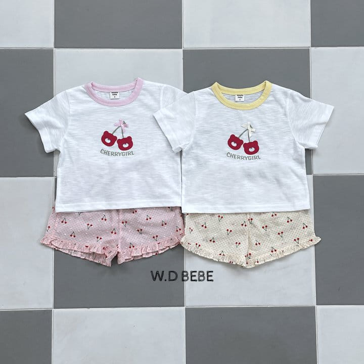 Woodie - Korean Children Fashion - #littlefashionista - Cherry Girl Top Bottom Set - 2