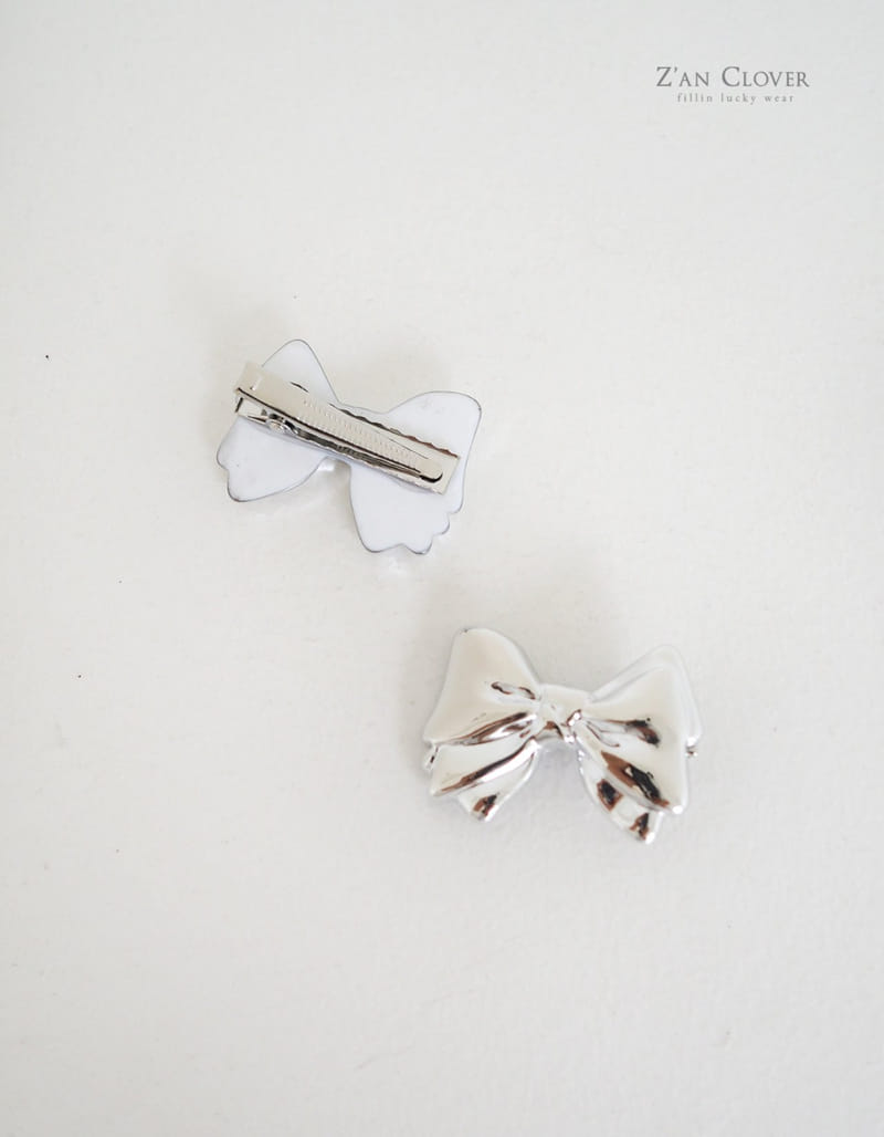 Zan Clover - Korean Children Fashion - #kidsshorts - Silver Ribbon Hair Clip - 6