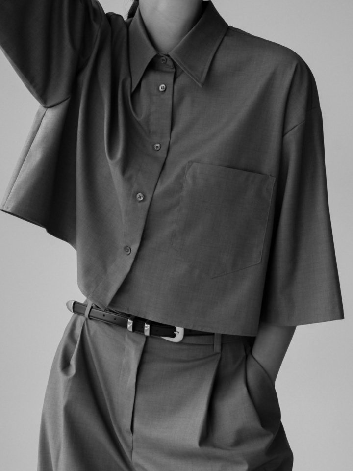 Half Sleeved Cropped Button Down Shirt