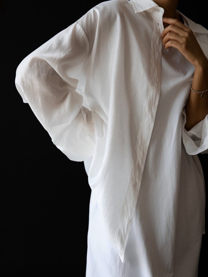 Sheer Silky Classic Button Down Shirt