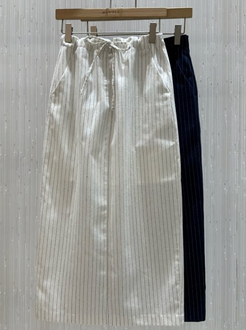 H Linen Stripe Skirt
