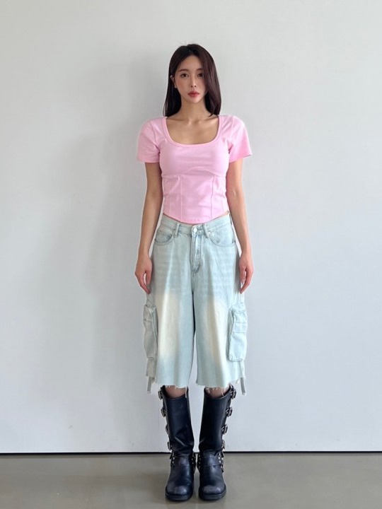 Ice Cargo Denim Half Pants