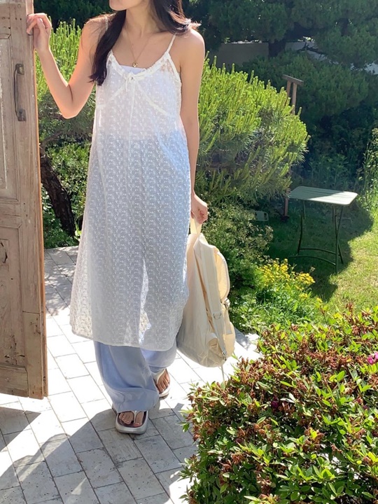 Lace Embroidery Slip One-piece
