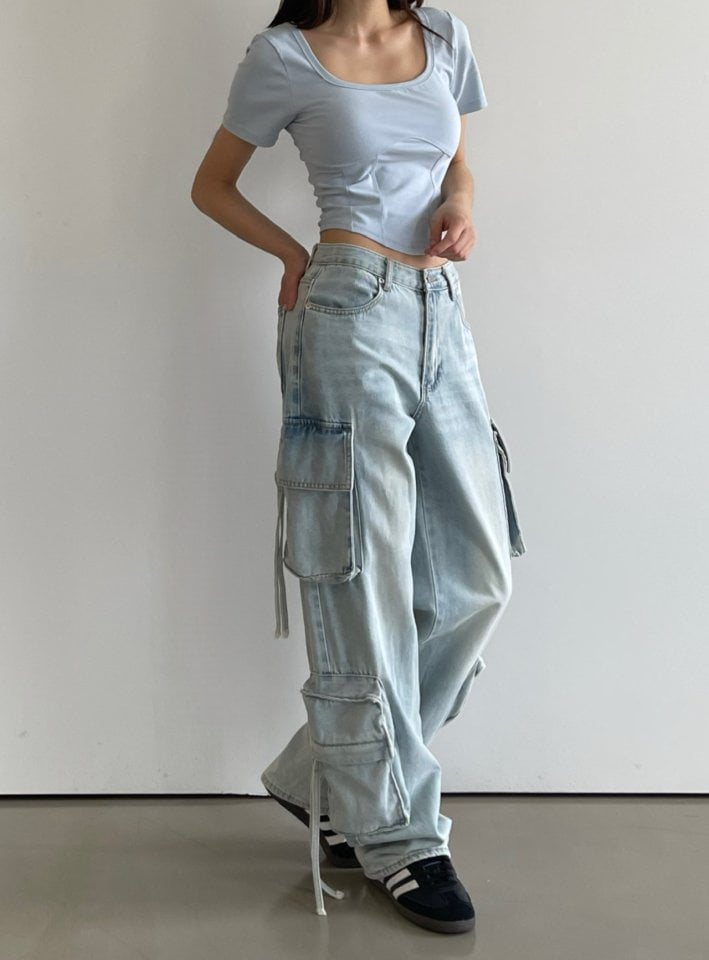 Another Avenue - Korean Women Fashion - #womensfashion - Ice Cargo Denim Pants - 7