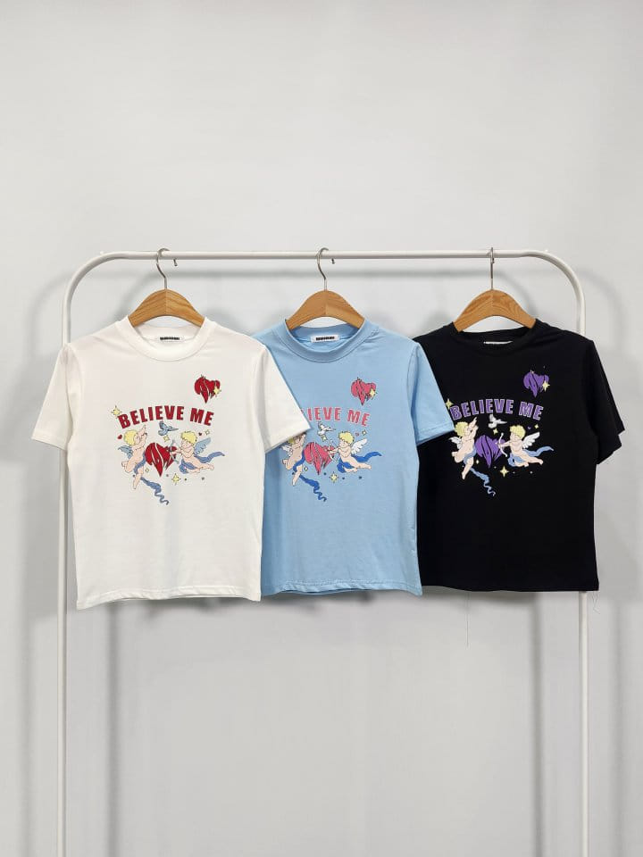 Bbibbi - Korean Women Fashion - #vintageinspired - Believe Short Sleeve Tee - 2